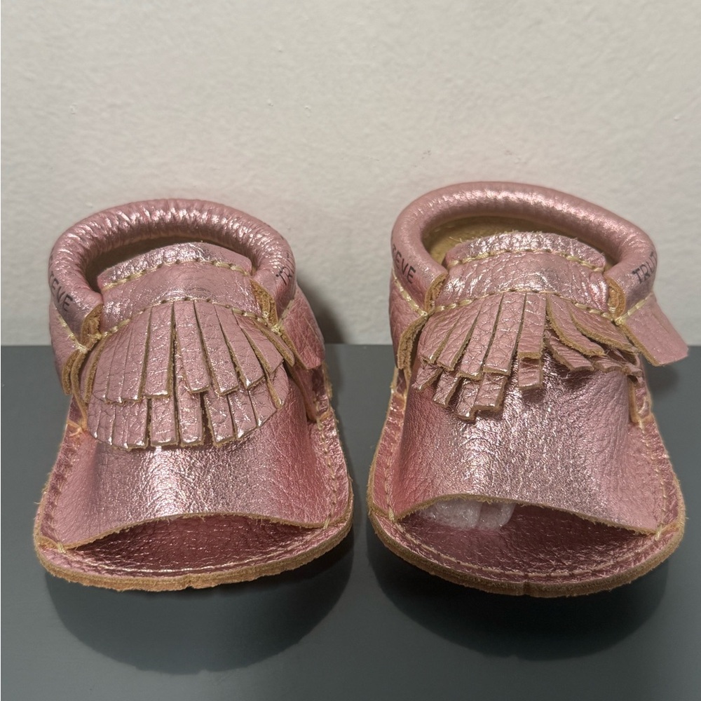 First Steps Pink Leather Baby Moccasins Size 1 NWOT